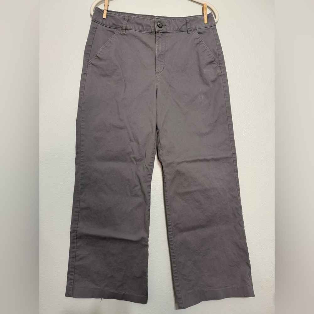 Loft High Rise Wide Leg Garment Dyed Chino in Gray - * HEMMED * - Size 8